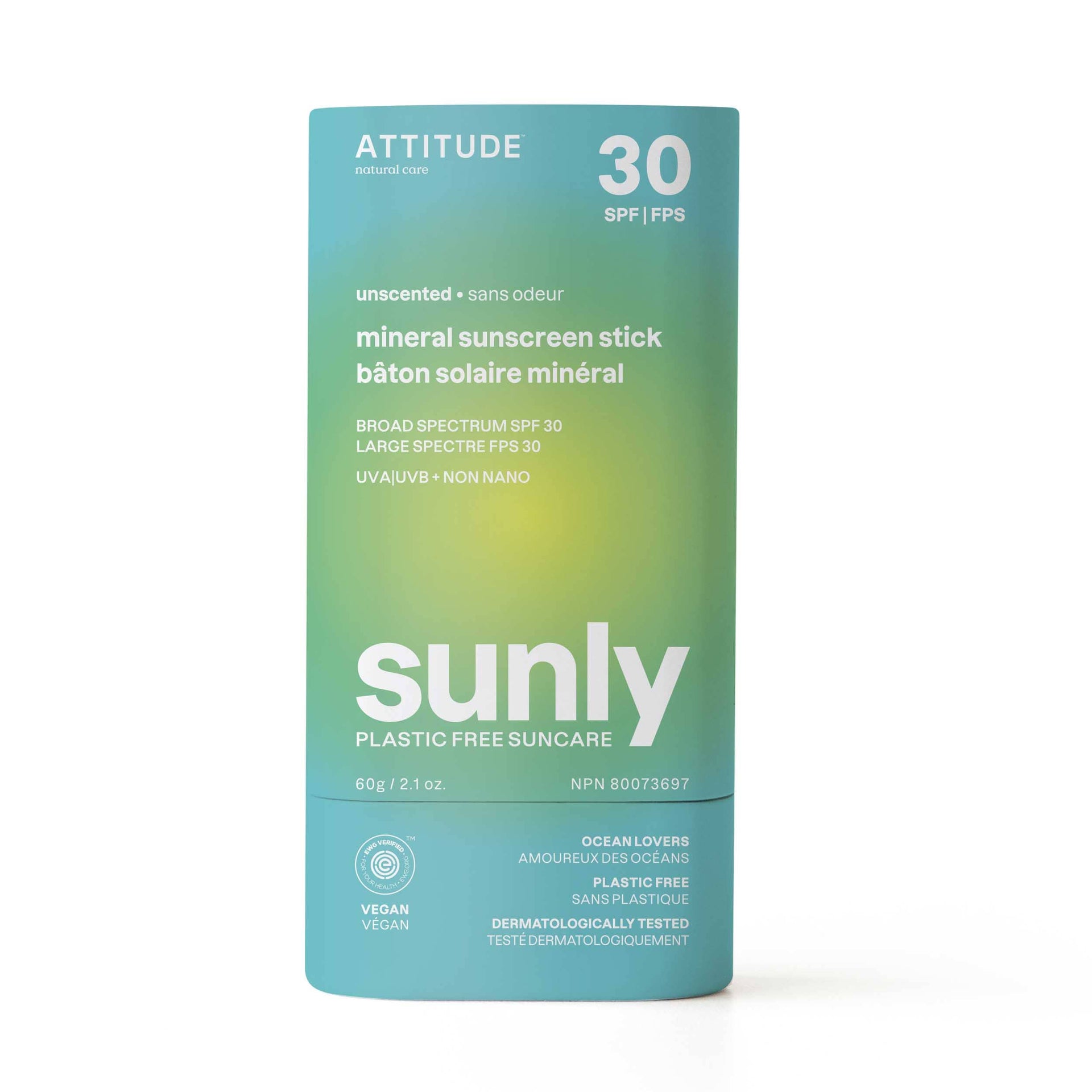 ATTITUDE - Sunly - Sunscreen - Unscented - 30 SPF - 60 g