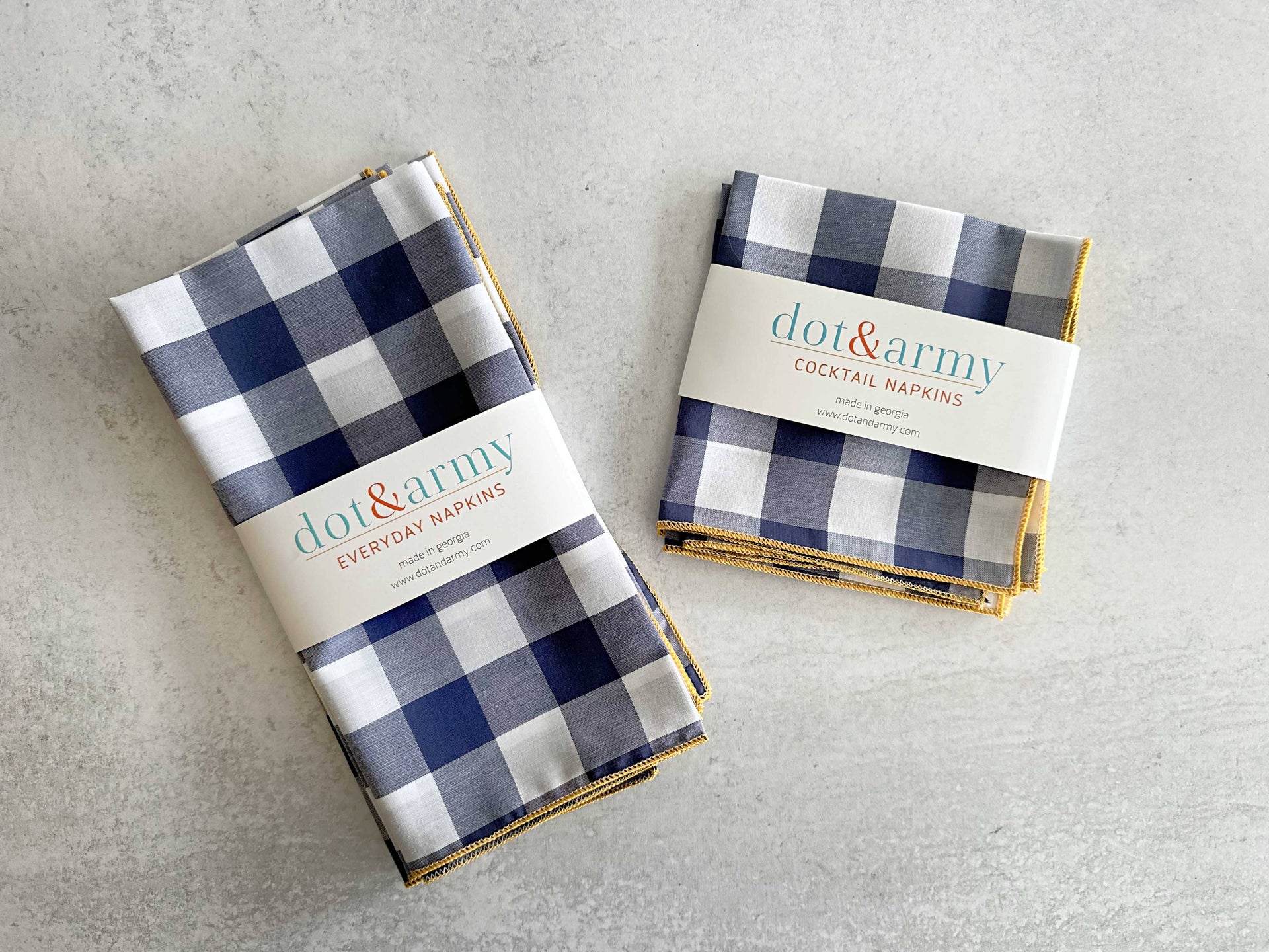 Dot and Army - Gingham Check Cloth Napkins, set of four