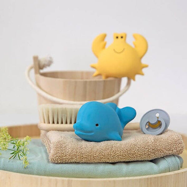 Natural Organic Rubber Teether, Rattle & Bath Toy- Tikiri Toys