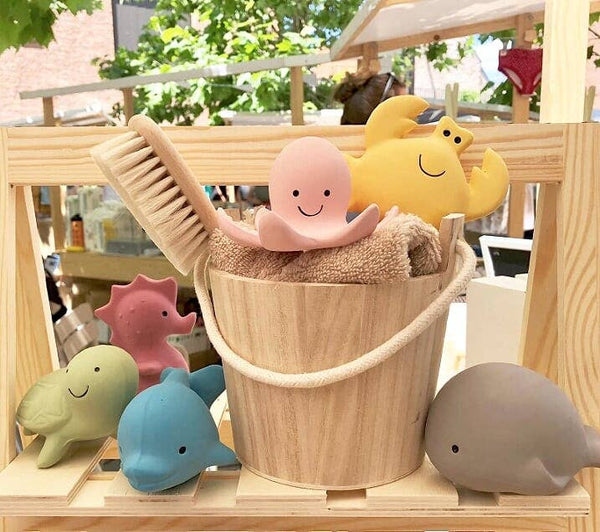 Natural Organic Rubber Teether, Rattle & Bath Toy- Tikiri Toys