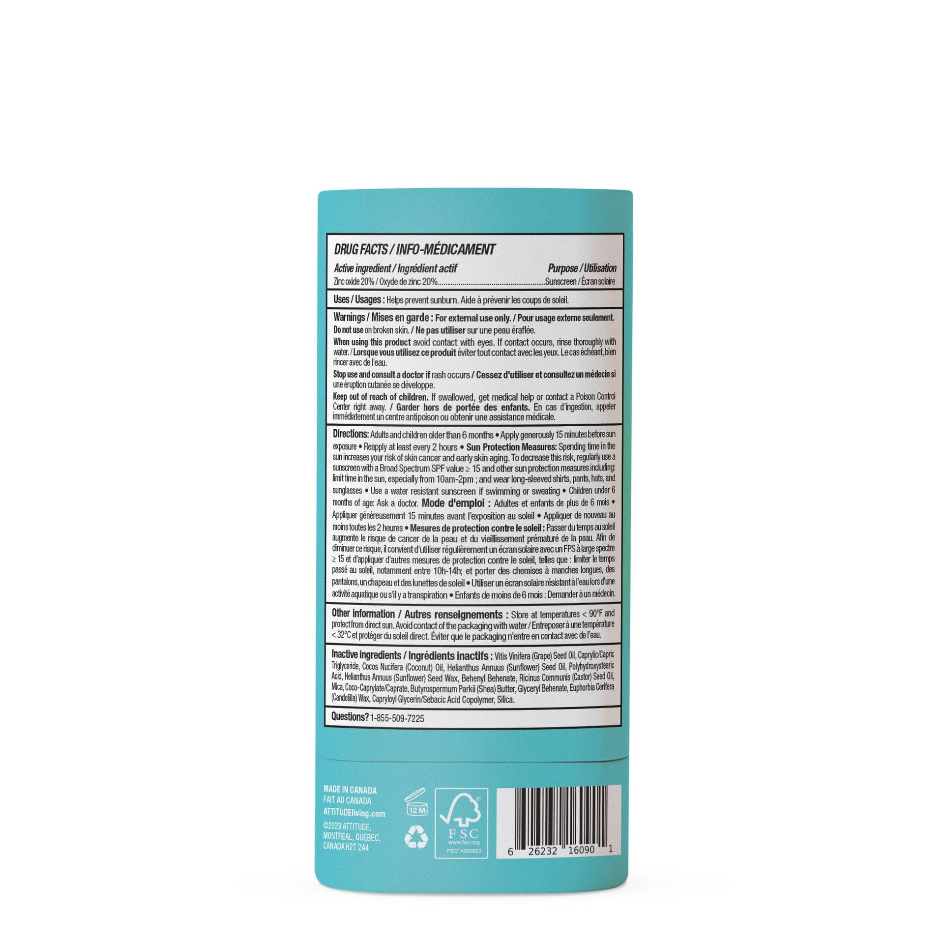 ATTITUDE - Sunly - Sunscreen - Unscented - 30 SPF - 60 g