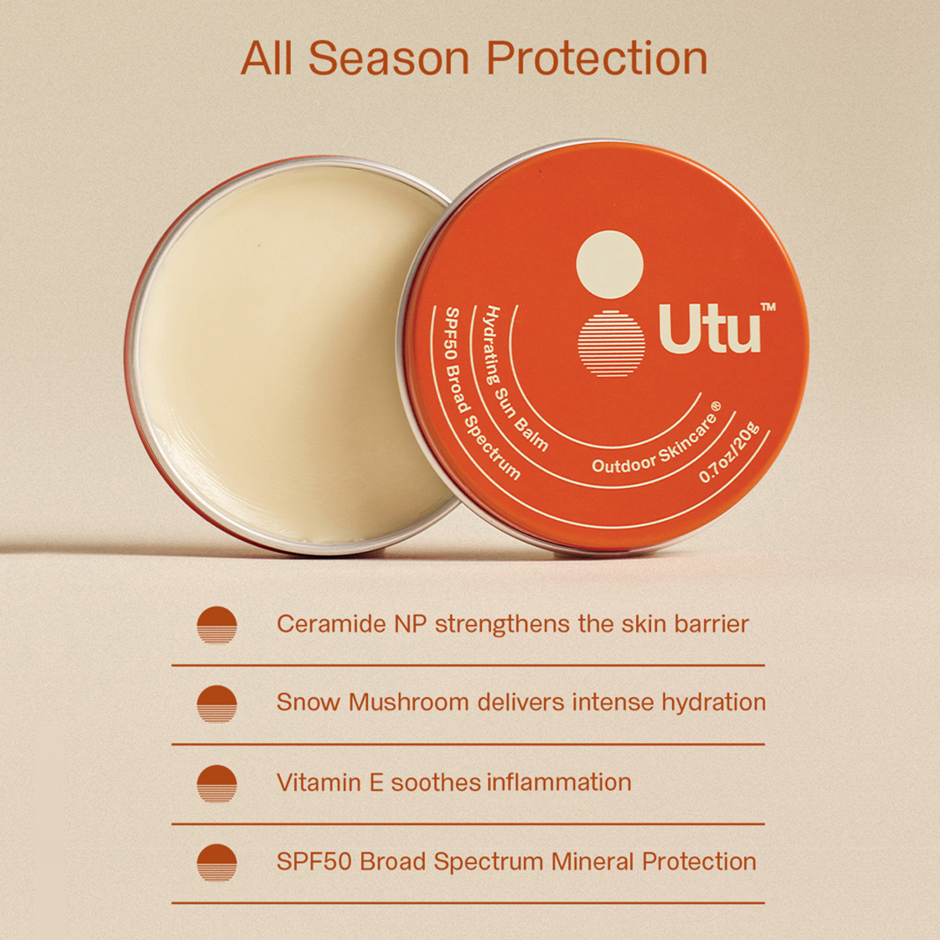Utu - SPF50 Hydrating Sun Balm  Face & Lip Protector