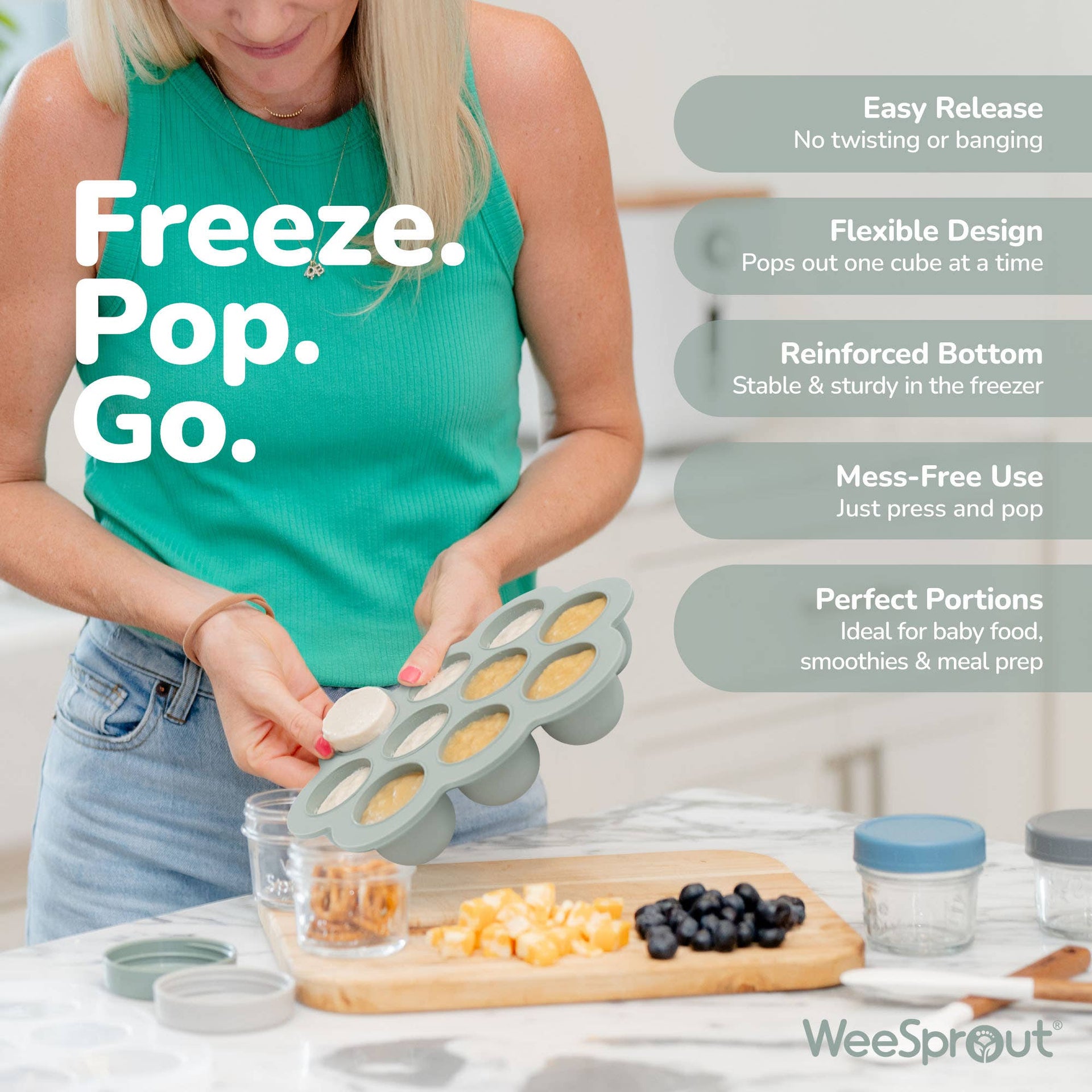 WeeSprout - Silicone Baby Food Freezer Tray with Lid – 10 x 1.5 oz
