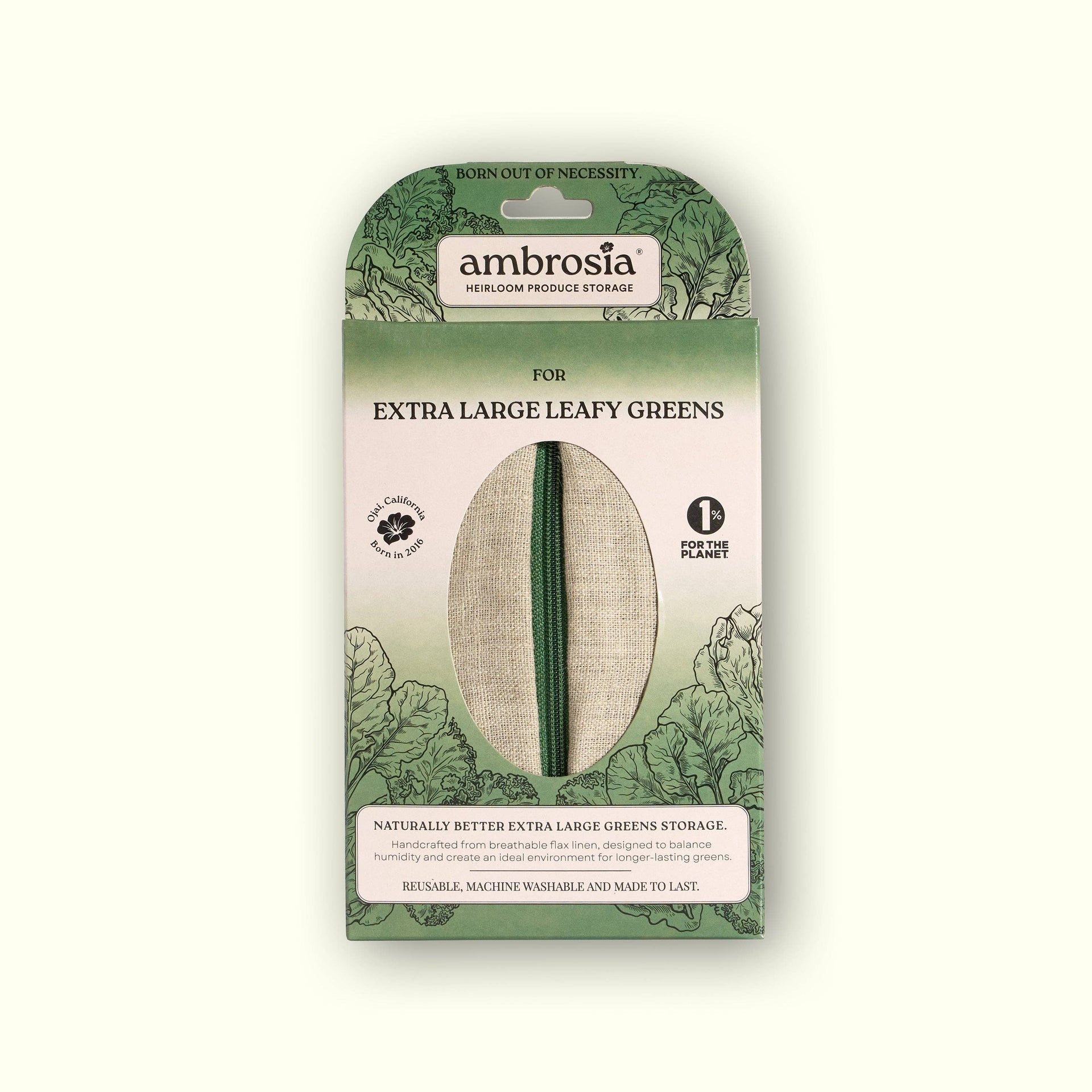 Ambrosia Bag - XL Leafy Greens Bag | Reusable Linen Produce Storage