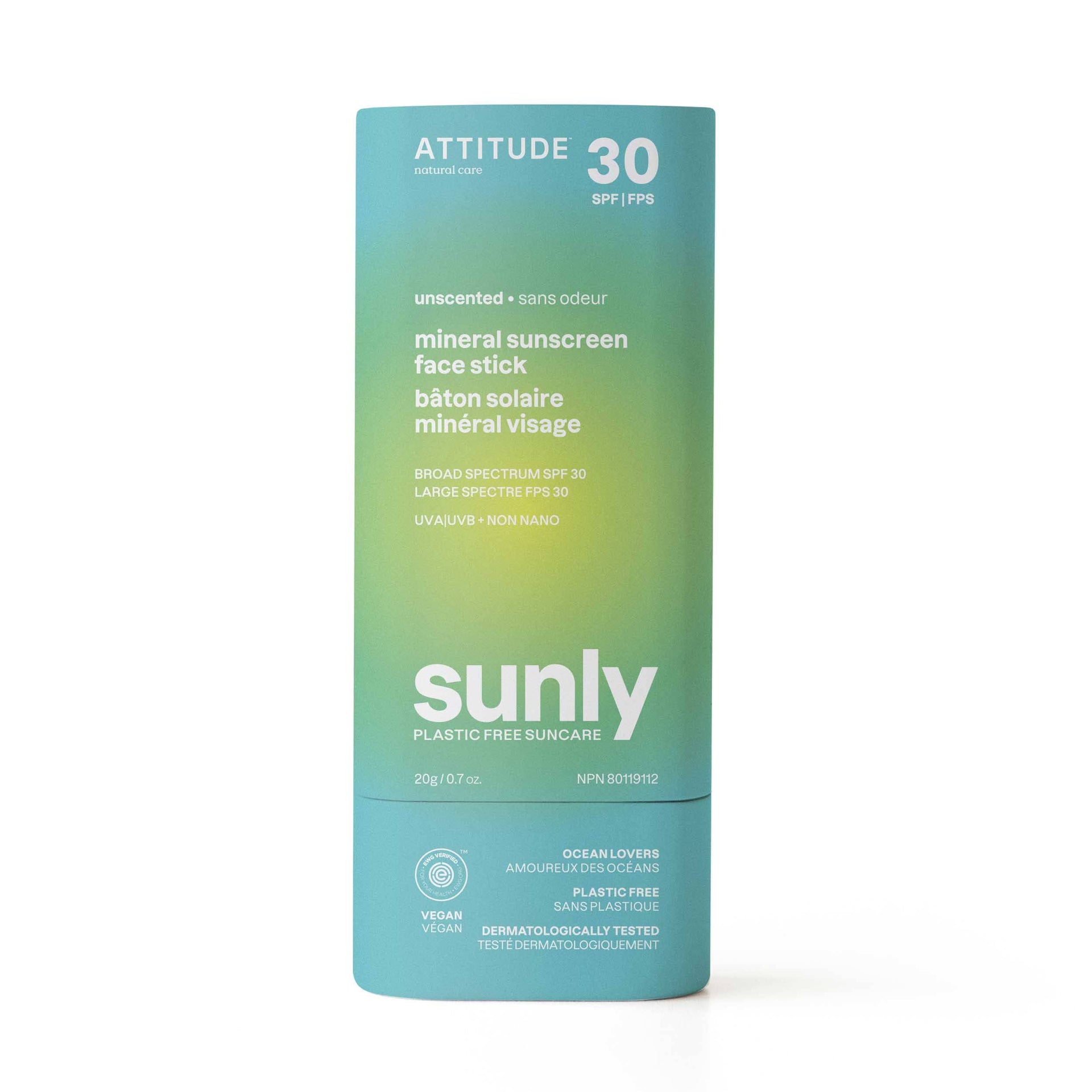 ATTITUDE - Sunly - Sunscreen - Unscented - 30 SPF - 20 g