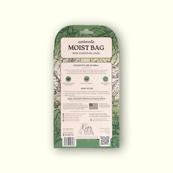 Ambrosia Bag - XL Leafy Greens Bag | Reusable Linen Produce Storage