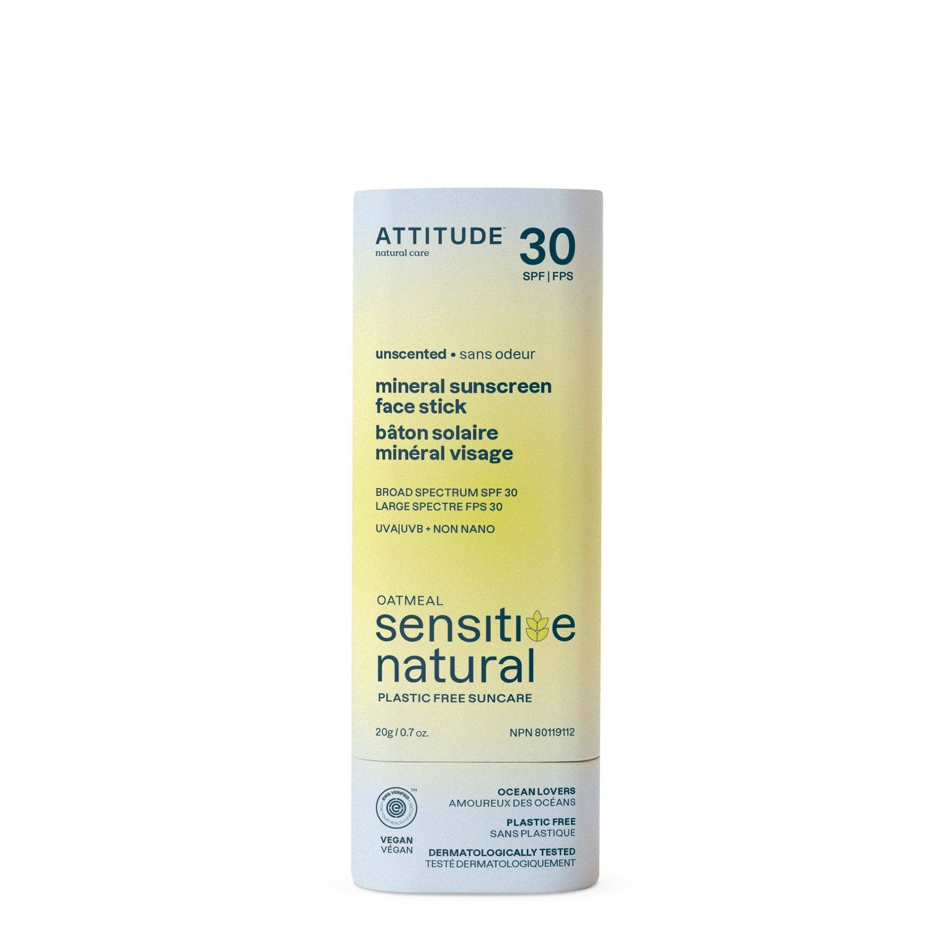 ATTITUDE - Mineral sunscreen face stick for sensitive skin : Sunly