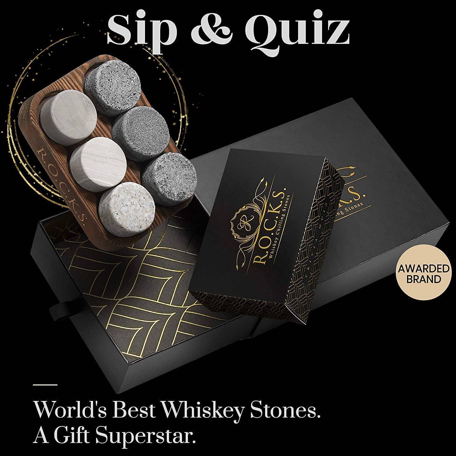 ROCKS Whiskey Chilling Stones - The Rocks x Whiskey Trivia Quiz Gift Set