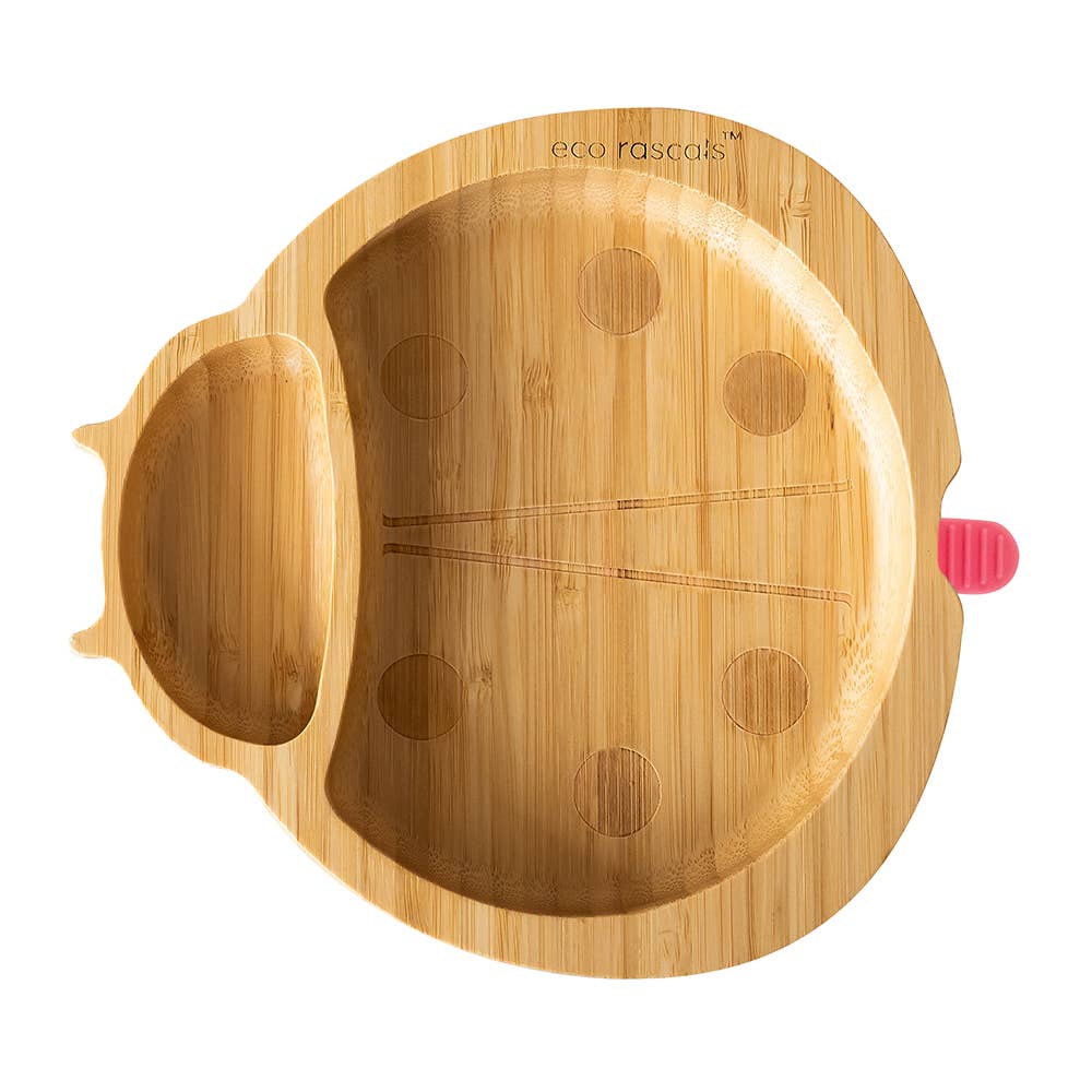 Bamboo Ladybird Plate with Suction Base: Red