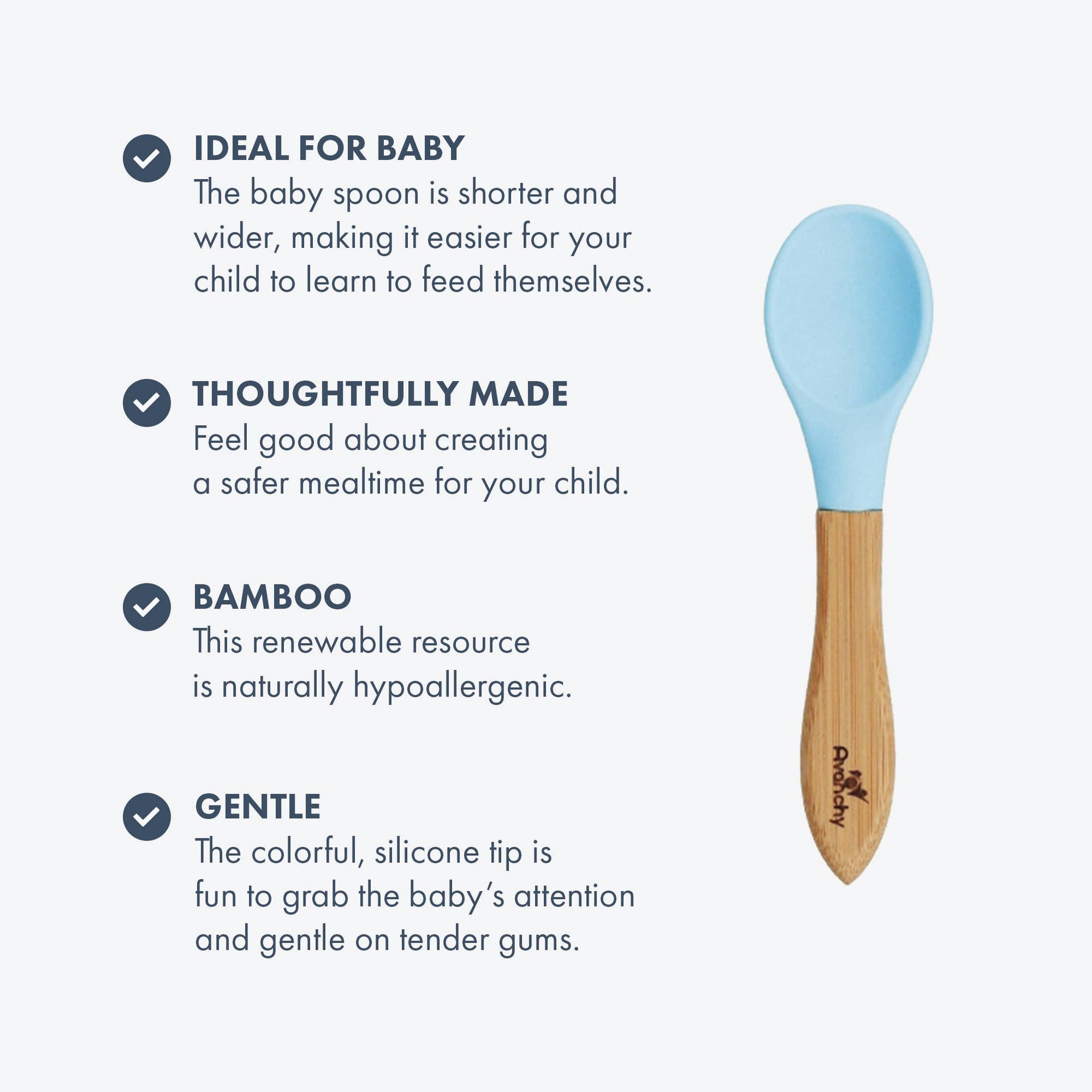 Bamboo and Silicone Baby Spoons or Fork