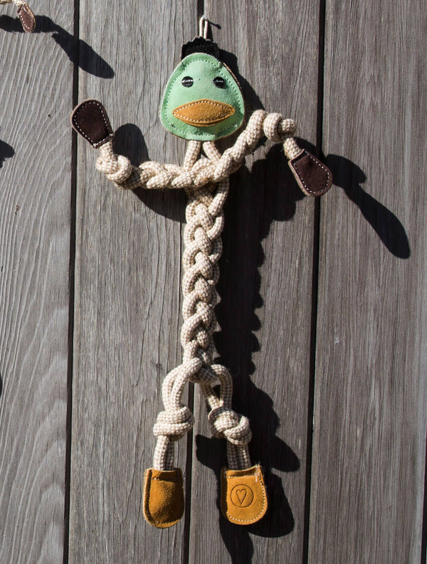 HuggleGroup - Dilly Duck Natural Rope Knottie®, Large (9mm d.) Dog Toy