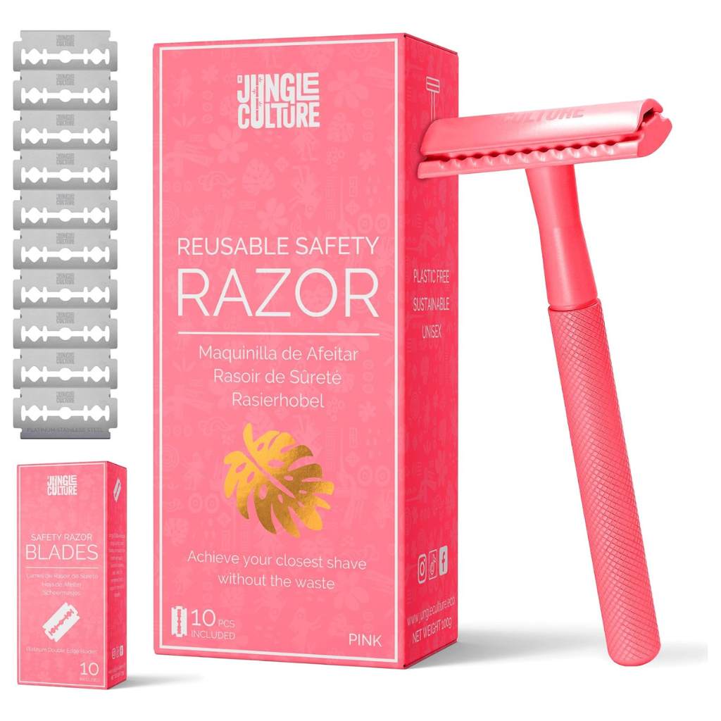 Reusable Metal Safety Razors - Includes 10x Razor Blades