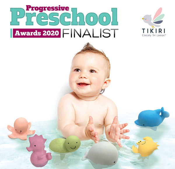 Natural Organic Rubber Teether, Rattle & Bath Toy- Tikiri Toys