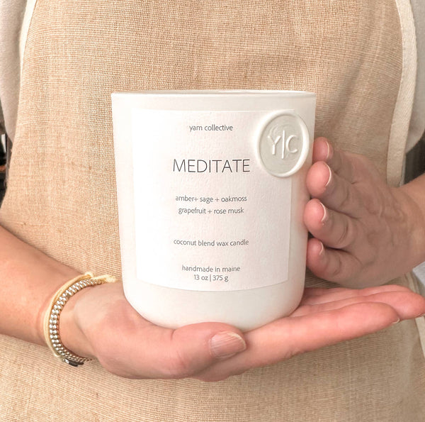 Yam collective - 13 oz Matte White Glass Candle