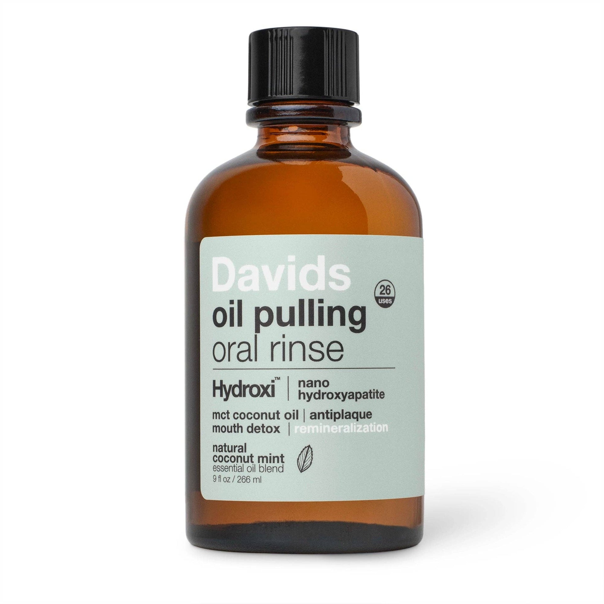 Davids Natural Toothpaste - Davids Hydroxi™ oil pulling oral rinse w/ nano hydroxyapatite / 9oz