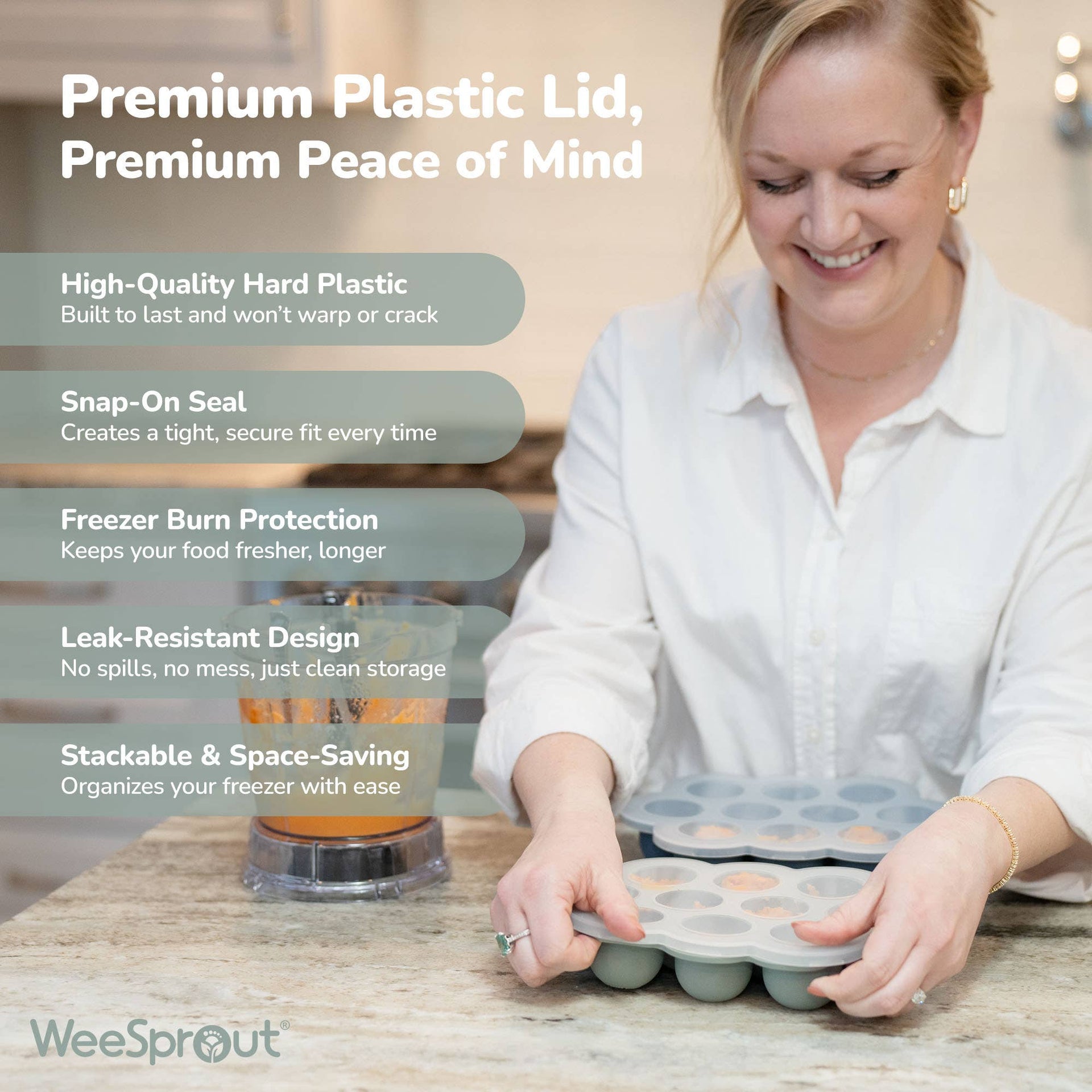 WeeSprout - Silicone Baby Food Freezer Tray with Lid – 10 x 1.5 oz