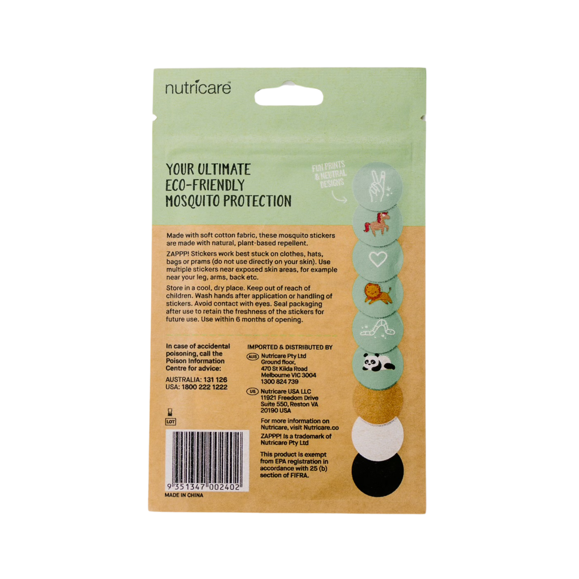 PATCH - Eco First Aid - ZAPPP! Mosquito Stickers - 30 stickers per pack