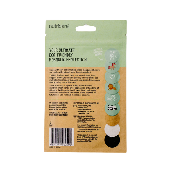 PATCH - Eco First Aid - ZAPPP! Mosquito Stickers - 30 stickers per pack