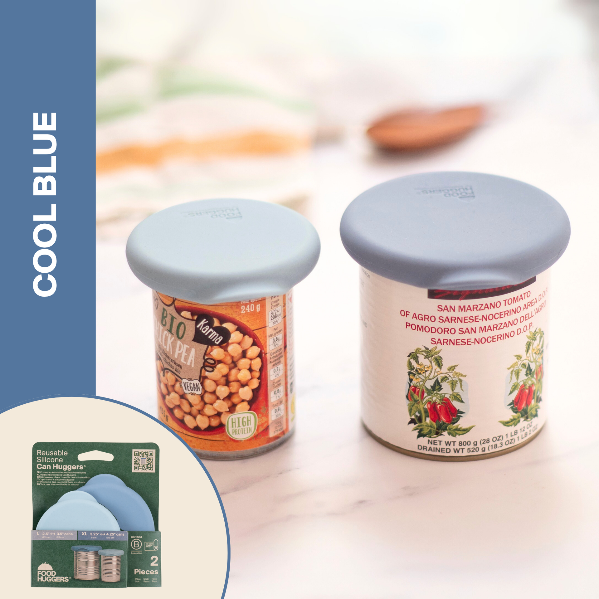 Food Huggers - Reusable Silicone Can Huggers – Cool Blue (Set of 2)