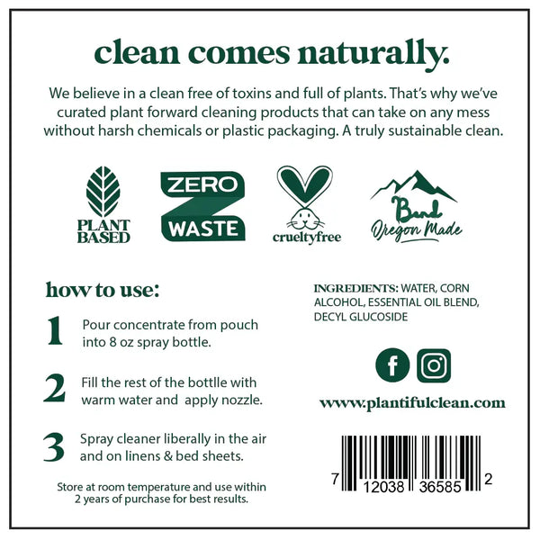 Plantiful Clean - Room & Linen Spray Concentrated Refill