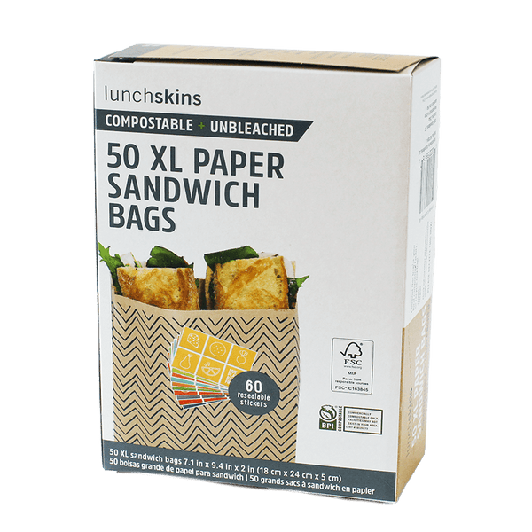 Lunchskins - Compostable XL Sandwich Bags Chevron 50 Count