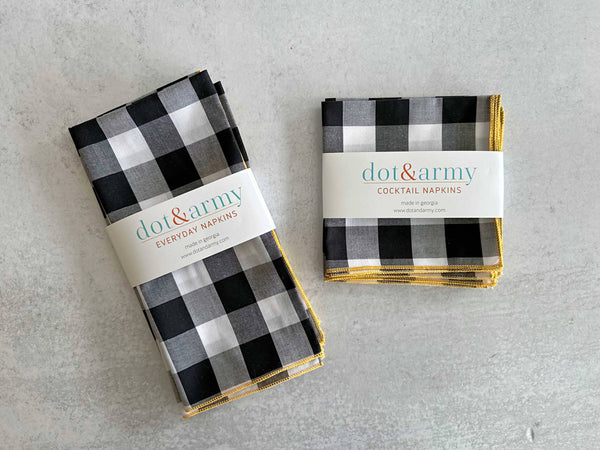 Dot and Army - Gingham Check Cloth Napkins, set of four