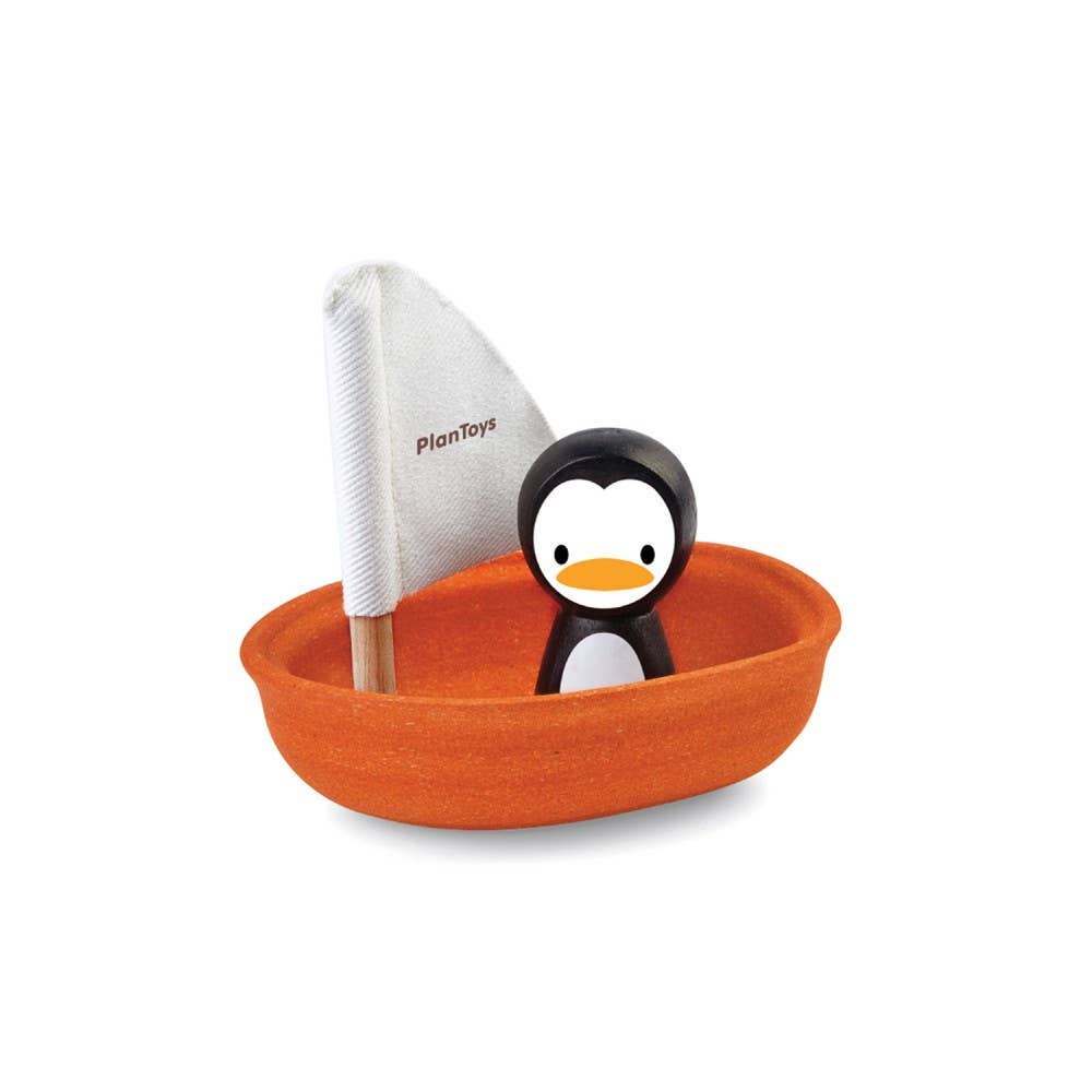 PlanToys - Arctic Sailing Boat Bath Toy - Penguin