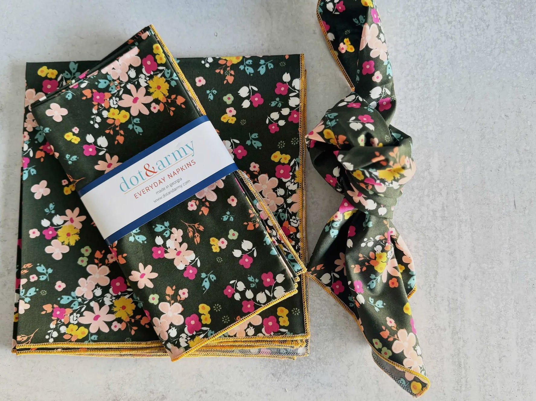 Dot and Army - Dancing Flowers Cloth Napkins, set of four