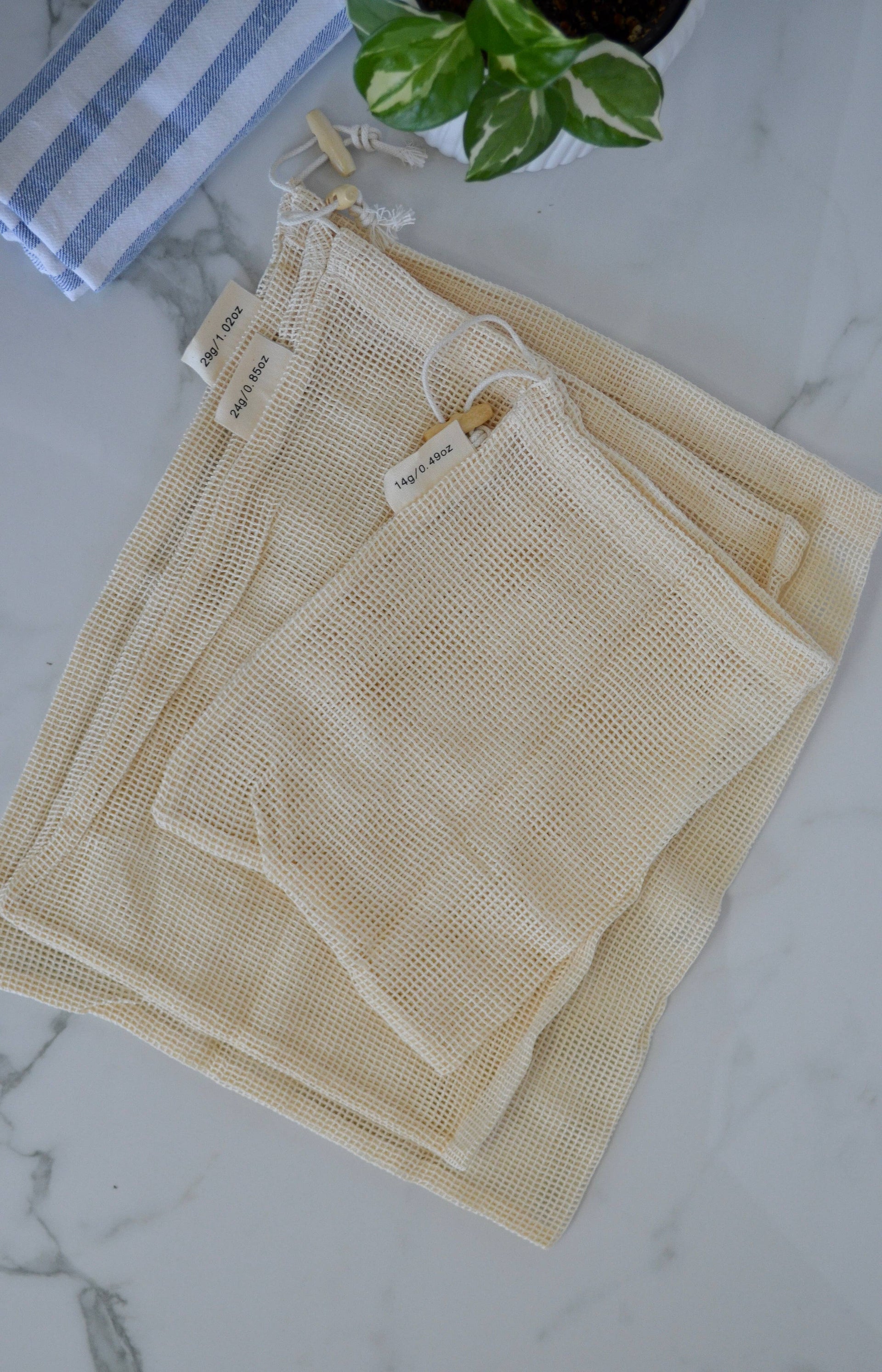 Cotton Mesh Produce Bags- 3 Pack