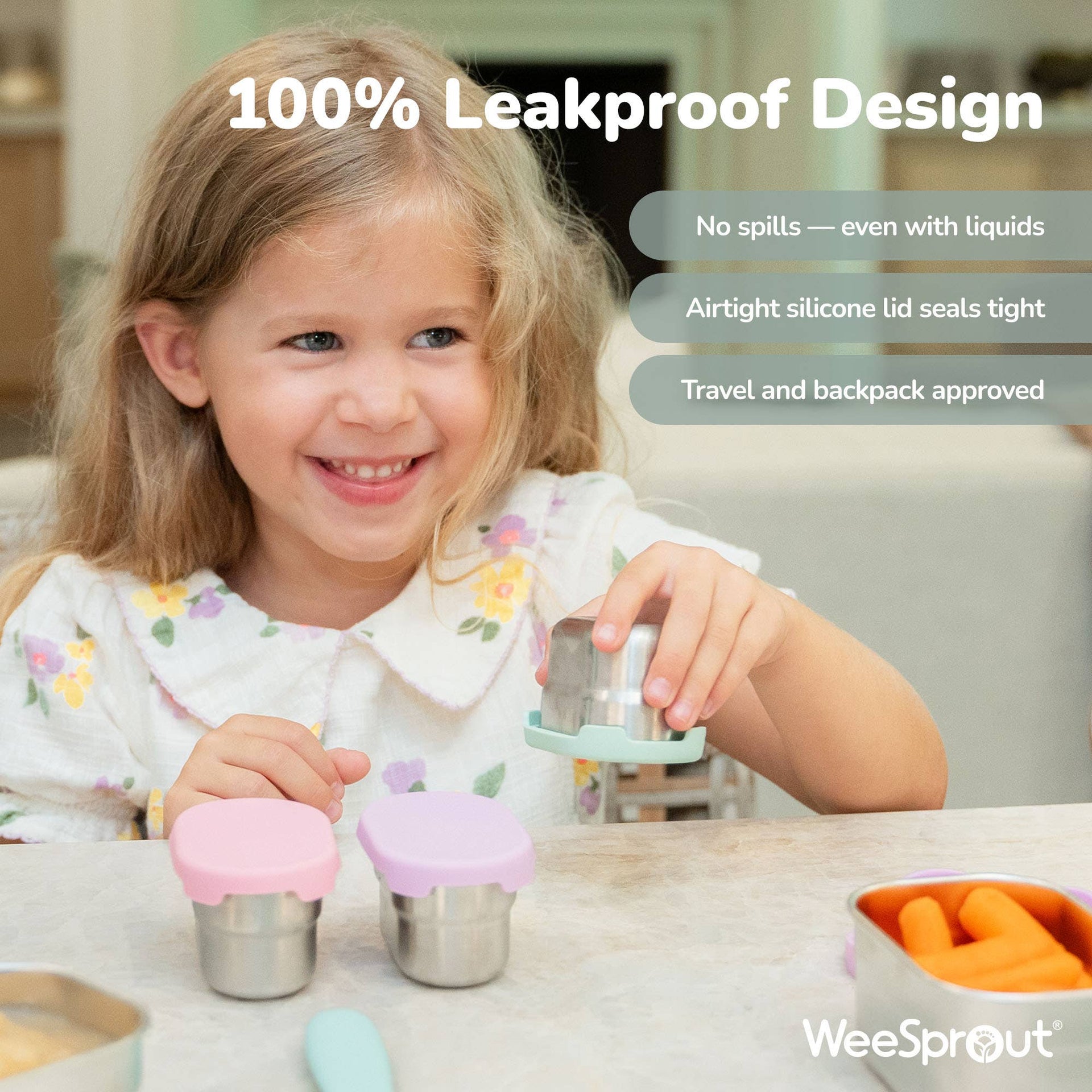 WeeSprout - Stainless Steel Dip Containers – 2.7 oz, Set of 3