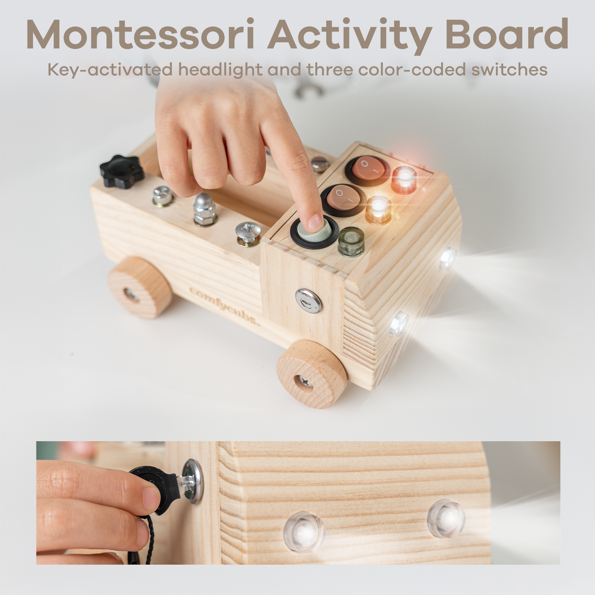 Comfy Cubs - Busy Board Truck Toy Set with LED Light Switch for Kids 3+