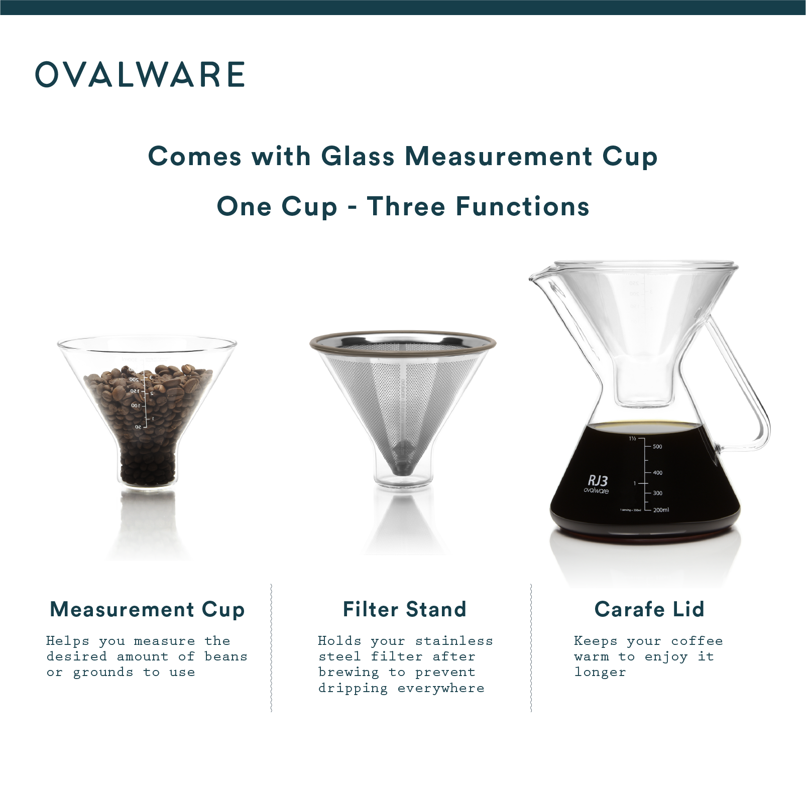 Ovalware - RJ3 Pour Over Coffee Maker with Filter