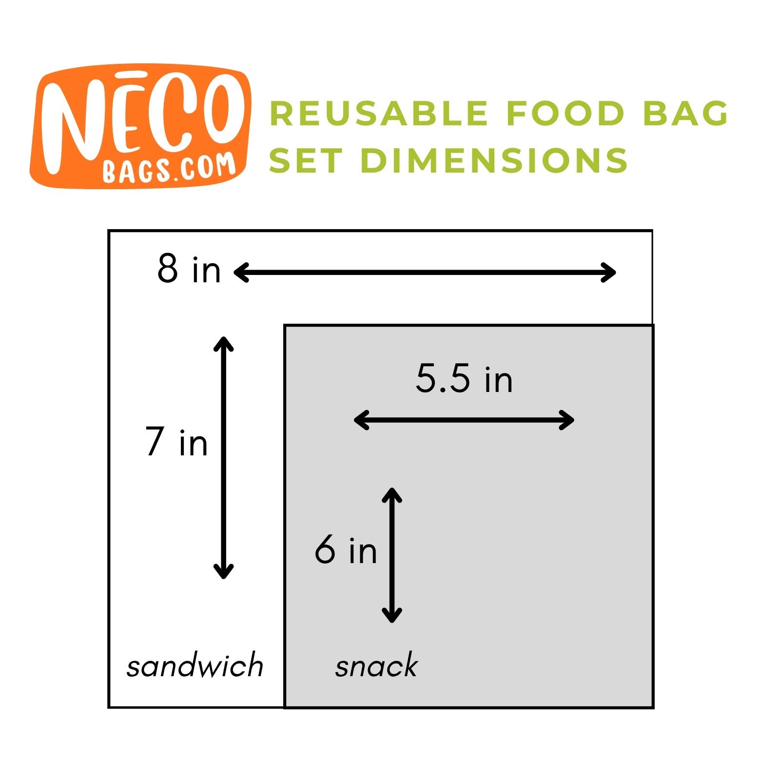 2 Bag Set Reusable Snack & Sandwich Food Bags, Peace & Love