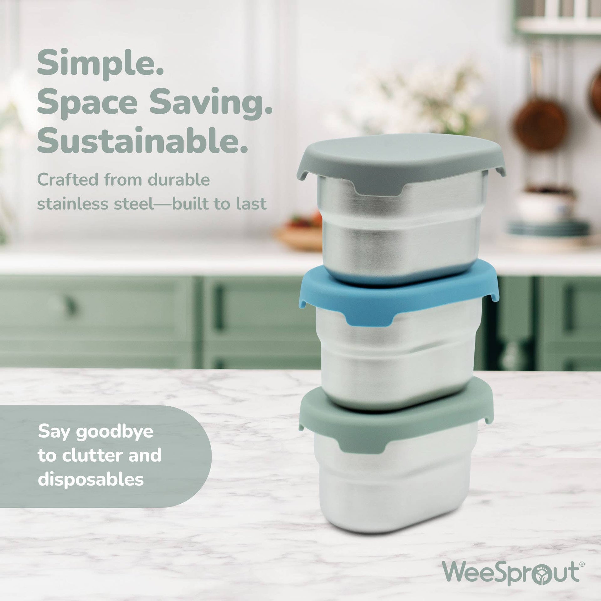 WeeSprout - Stainless Steel Dip Containers – 2.7 oz, Set of 3