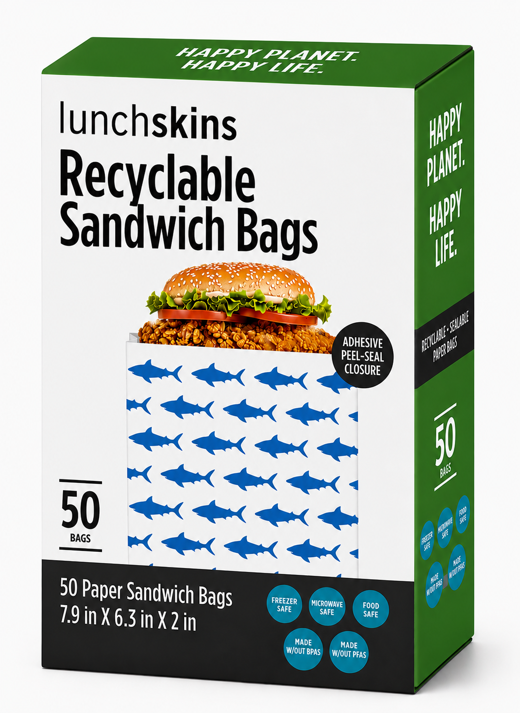 Lunchskins - Recyclable Sandwich Bags 50ct – Shark Print