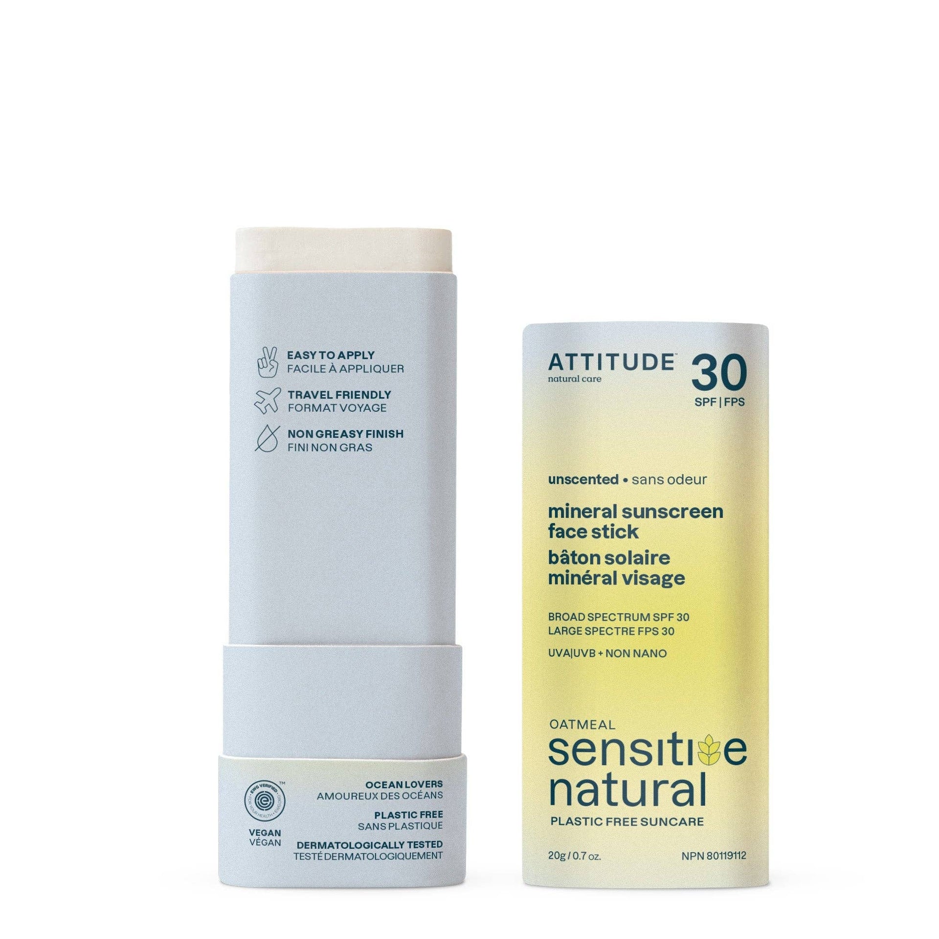 ATTITUDE - Mineral sunscreen face stick for sensitive skin : Sunly