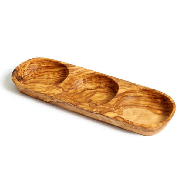 Natural OliveWood - Olive Wood Three Section Tray
