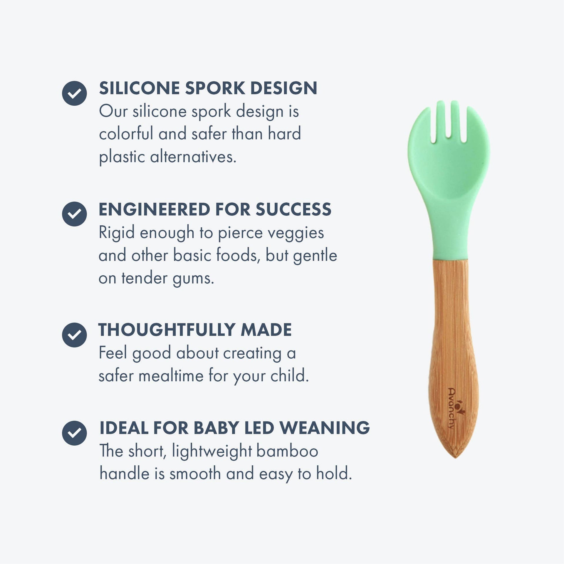 Bamboo and Silicone Baby Spoons or Fork
