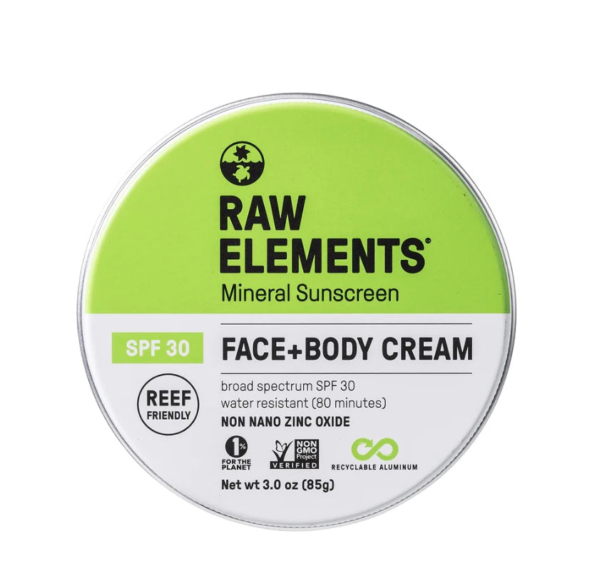 Raw Elements SPF 30 Face + Body cream in tin