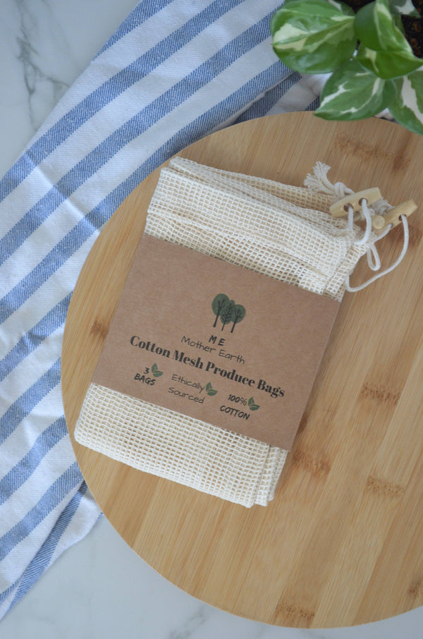 Cotton Mesh Produce Bags- 3 Pack
