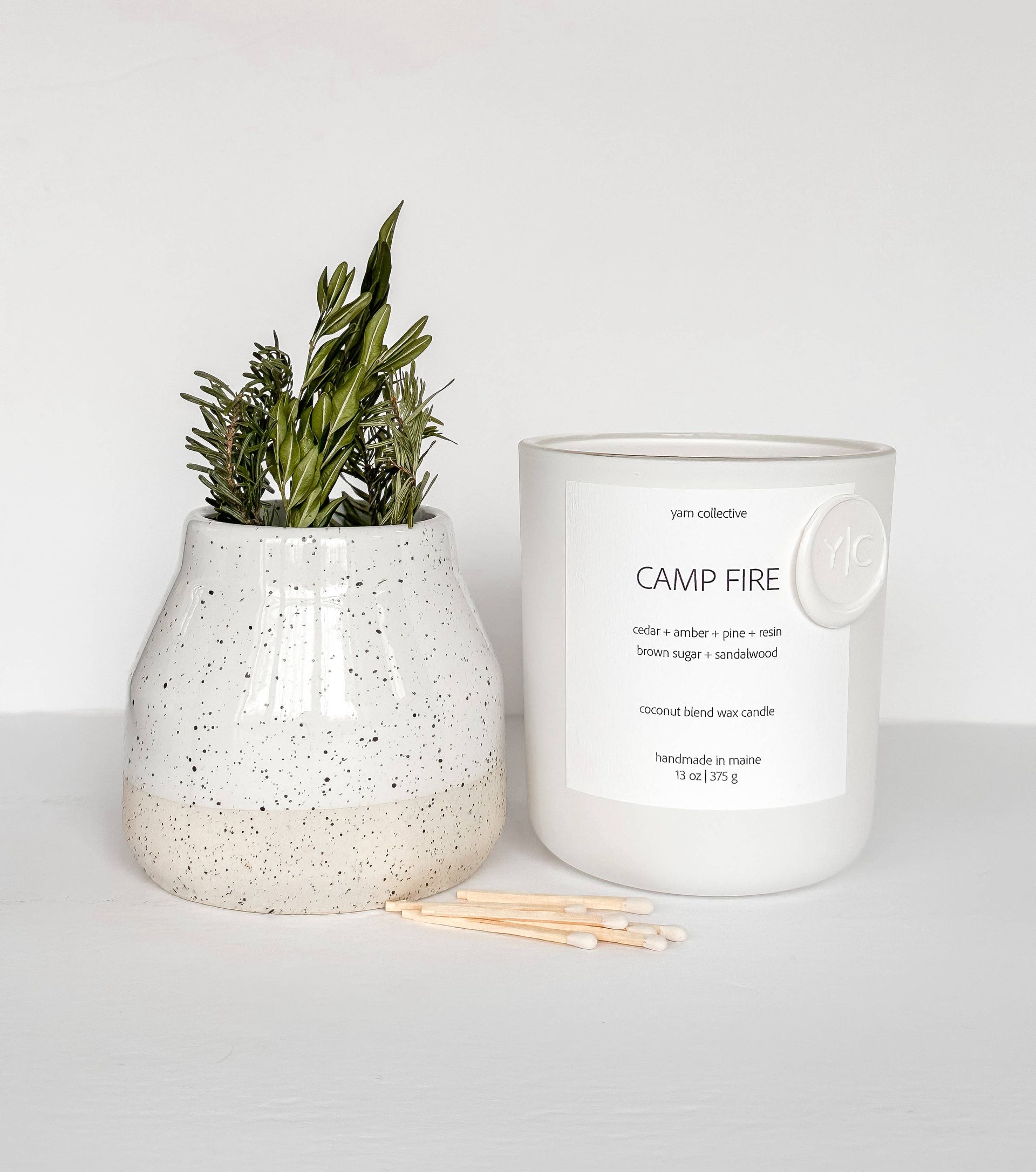 Yam collective - 13 oz Matte White Glass Candle