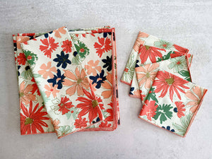 Papaya Floral Cloth Napkins, set of four