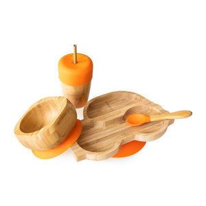 Car Plate, Straw Cup, Bowl & Spoon combo: Orange