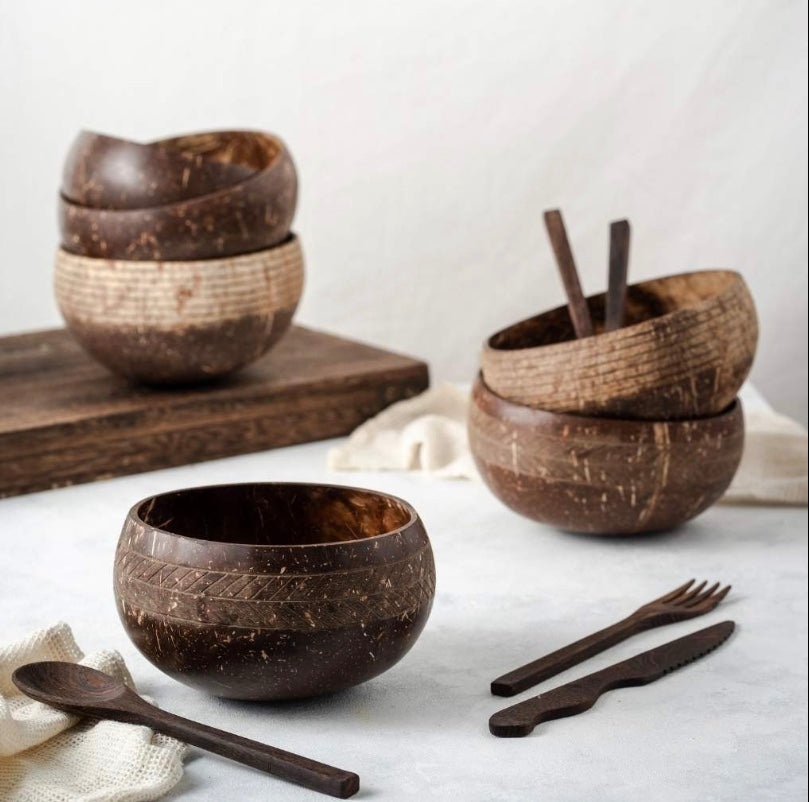 Coconut Bowls - Eco-friendly wooden coconut bowl & spoon