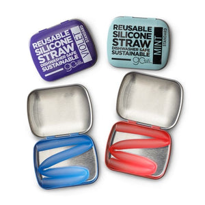Reusable Silicon Straws in storage tin