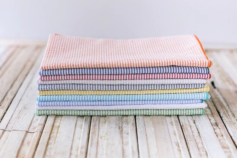 Dot and Army - Seersucker Cloth Napkins,  set of 8